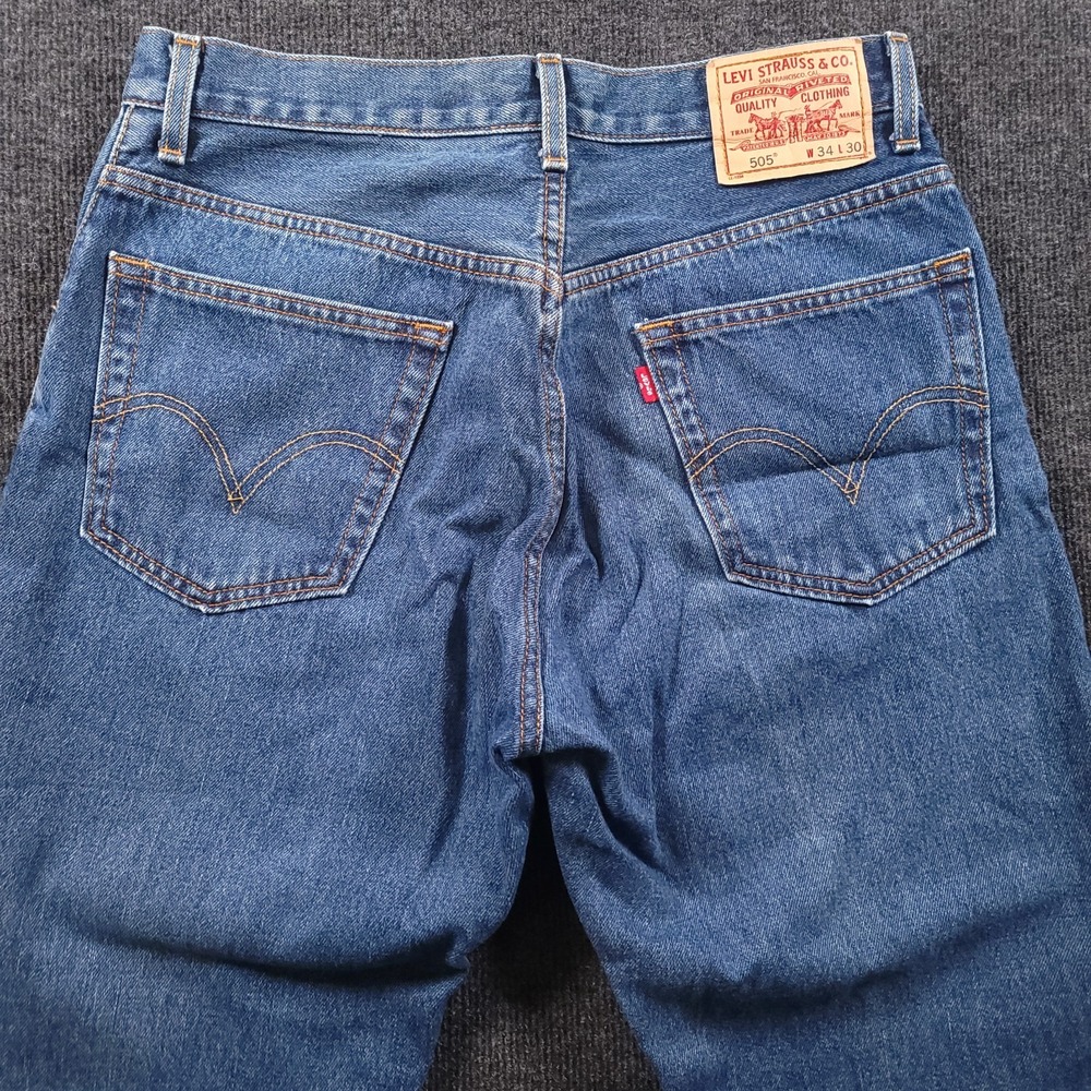 Levi's 505 Jeans Mens 34x25.5 Straight Fit Denim Work VTG Made In USA Y2K Street - Picture 11 of 12
